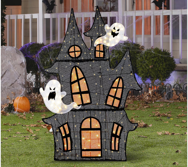 62"H Lighted Halloween Haunted HouseOutdoor Decor