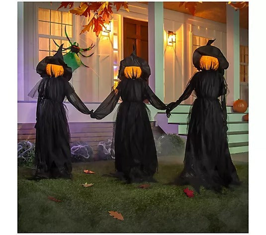 Set of 3 Lighted Halloween WitchStakes